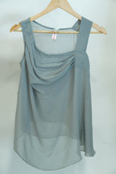Women’s Elegant Grey Sleeveless Chiffon Top